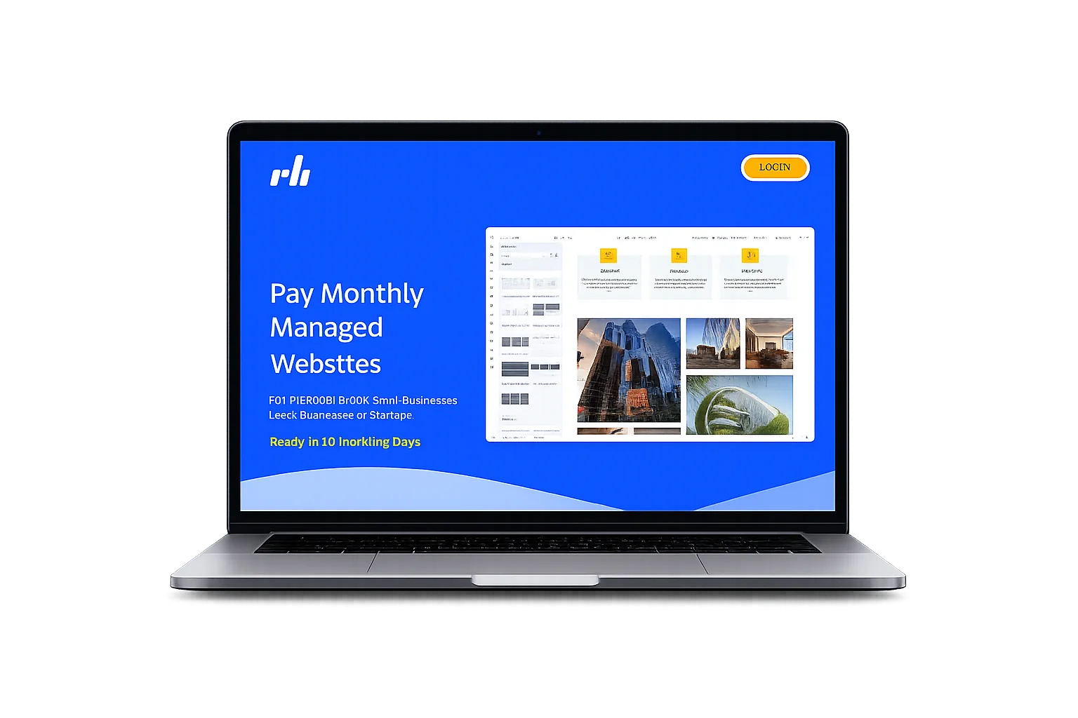 Pay monthly managed websites shown on a laptop